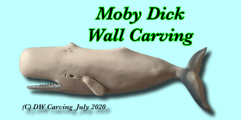 Moby Dick wall carving, wood sculpture, carved wooden wall art.